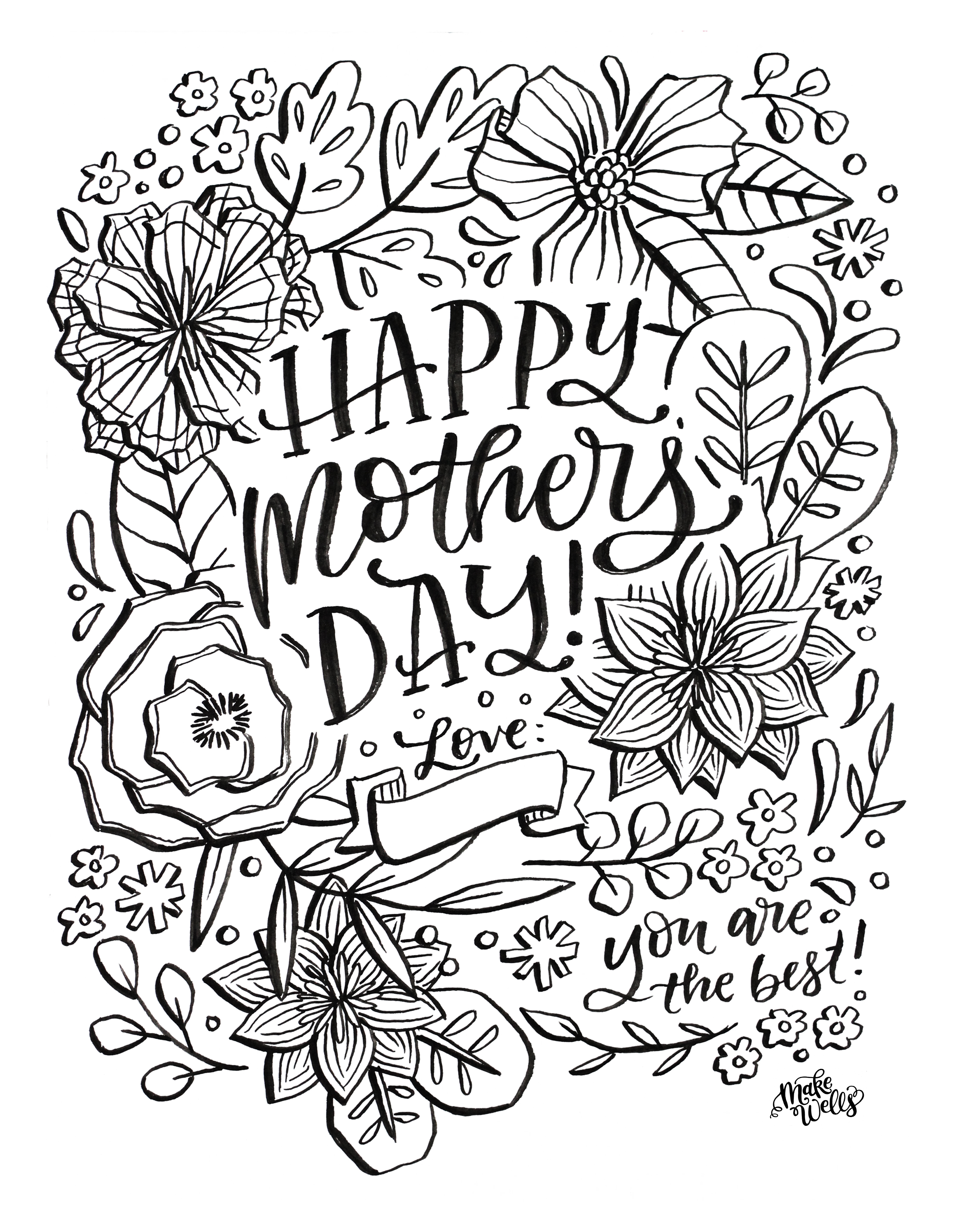 Mother's Day Coloring Page   FREE Printable — MakeWells